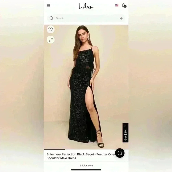 LULU’S NWT, shimmery perfection black sequin feather, one shoulder, size small - Picture 1 of 6